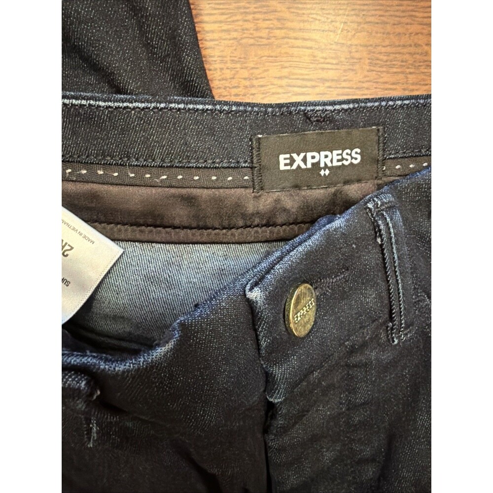 Women’s Jeans EXPRESS Size 2R Slim Super Highrise Dark Wash Denim - Picture 10 of 12